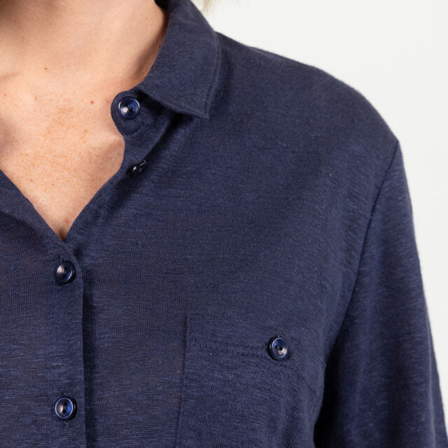 Maison Solfin - Chemisier maille en lin bleu marine – 50