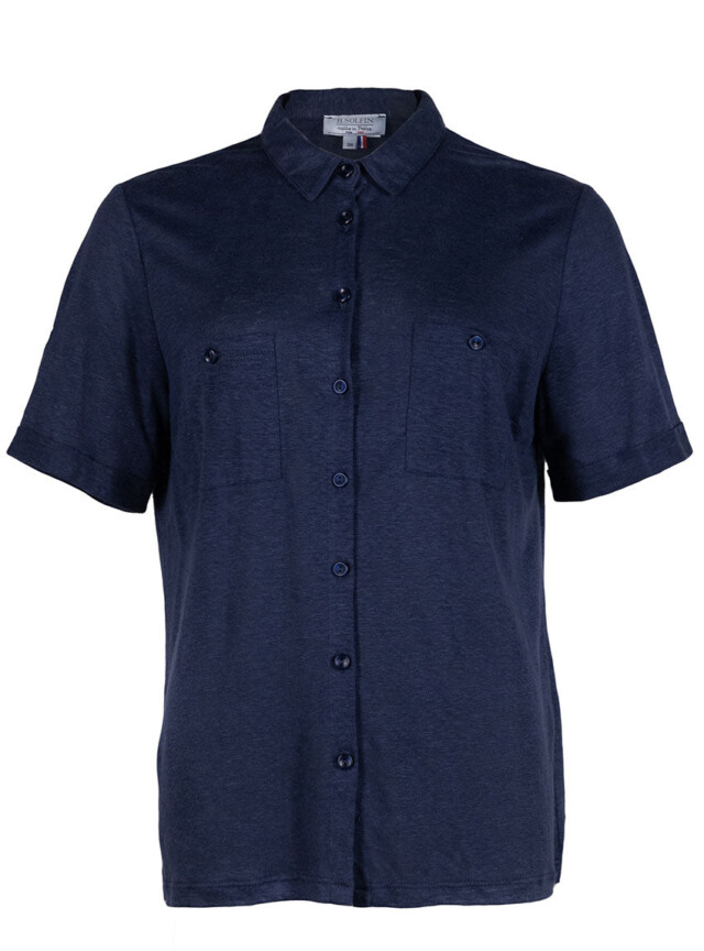 Maison Solfin - Chemisier maille en lin bleu marine – 50