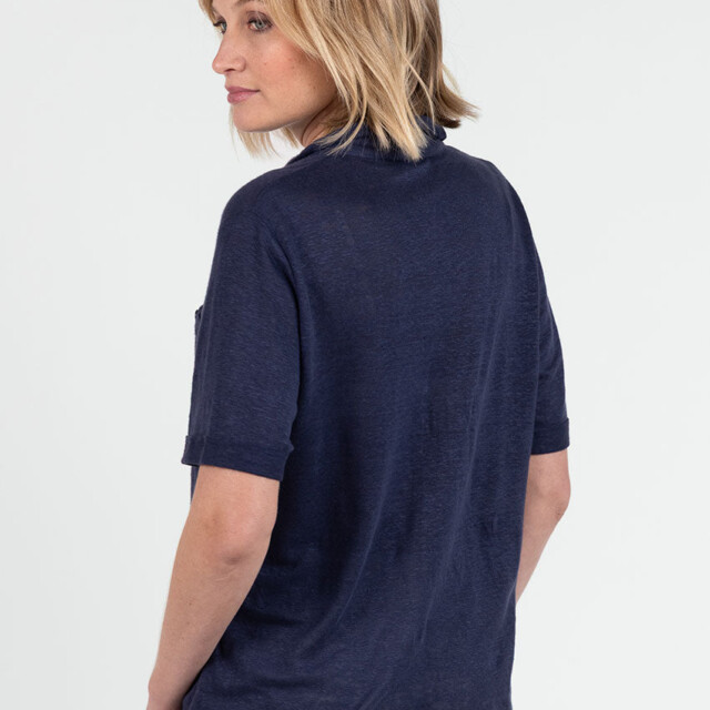 Maison Solfin - Chemisier maille en lin bleu marine – 50