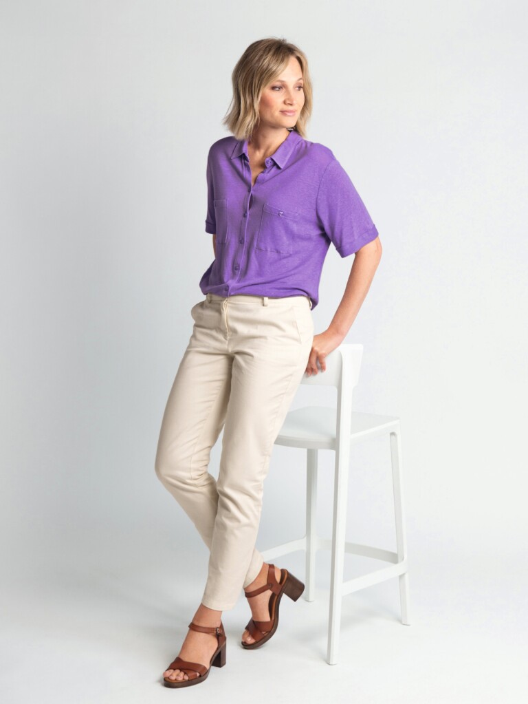 Maison Solfin - Chemisier maille en lin violet – 50