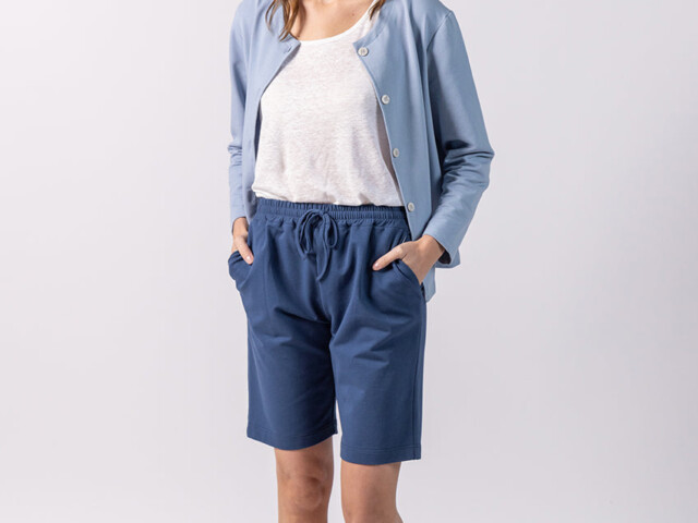 7541 BLJ 1 bermuda femme coton bleu jean Maison Solfin - Bermuda femme coton bleu jean – 50