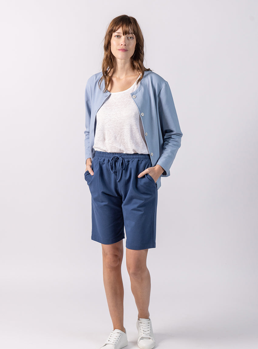 7541 BLJ 1 bermuda femme coton bleu jean Maison Solfin - Bermuda femme coton bleu jean – 50