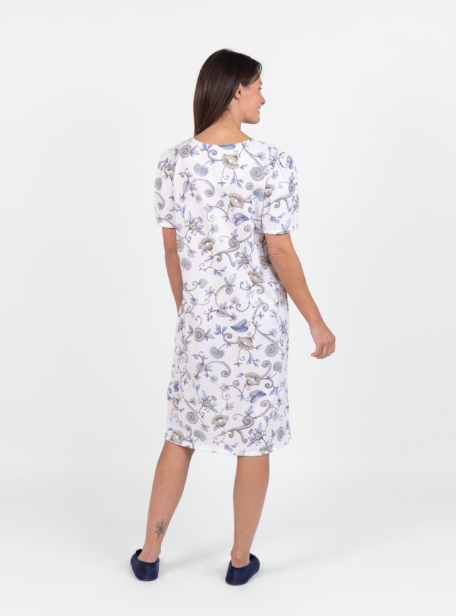 Maison Solfin - Chemise de nuit femme en coton bleu – 5