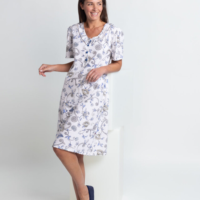 Maison Solfin - Chemise de nuit femme en coton bleu – 5