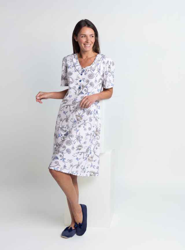 Maison Solfin - Chemise de nuit femme en coton bleu – 5