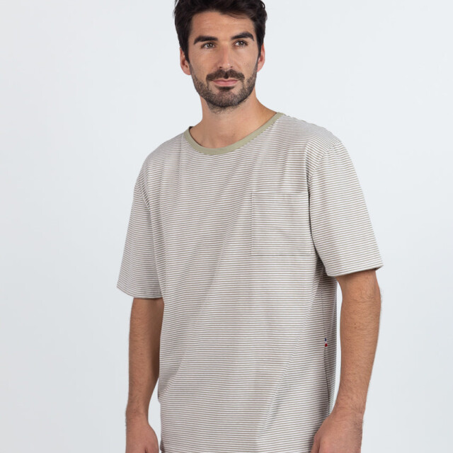 Maison Solfin - Pyjashort homme en coton rayé vert tilleul – 6