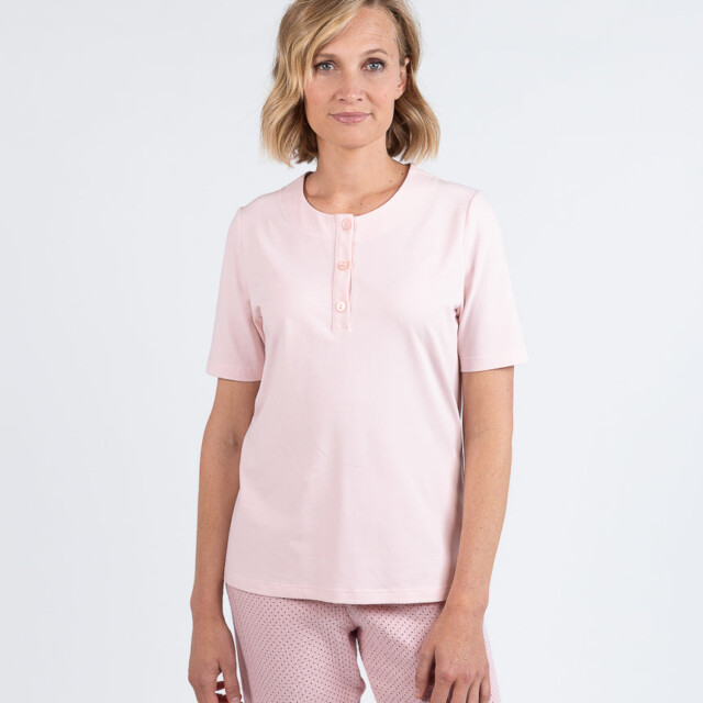 Maison Solfin - Pyjama femme col rond en coton rose – 5