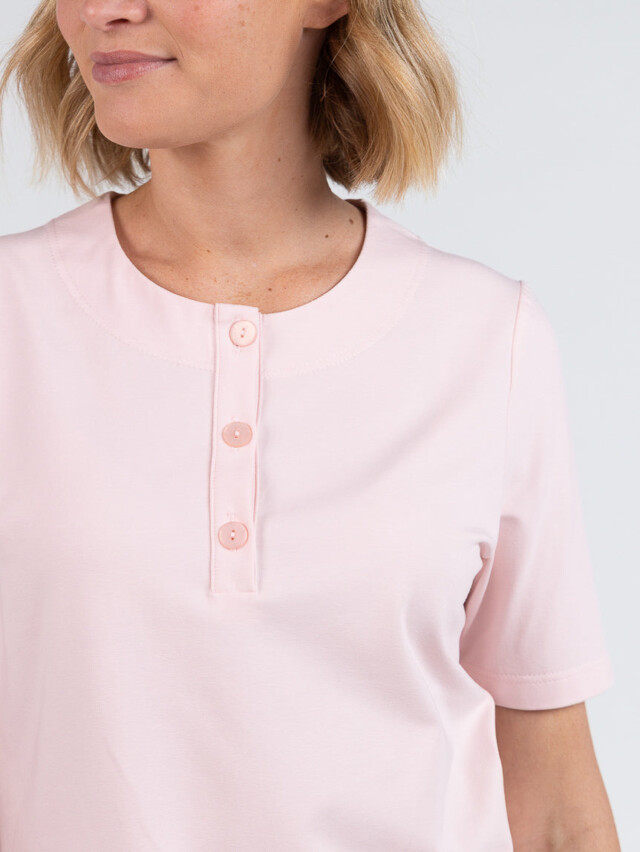 Maison Solfin - Pyjama femme col rond en coton rose – 5