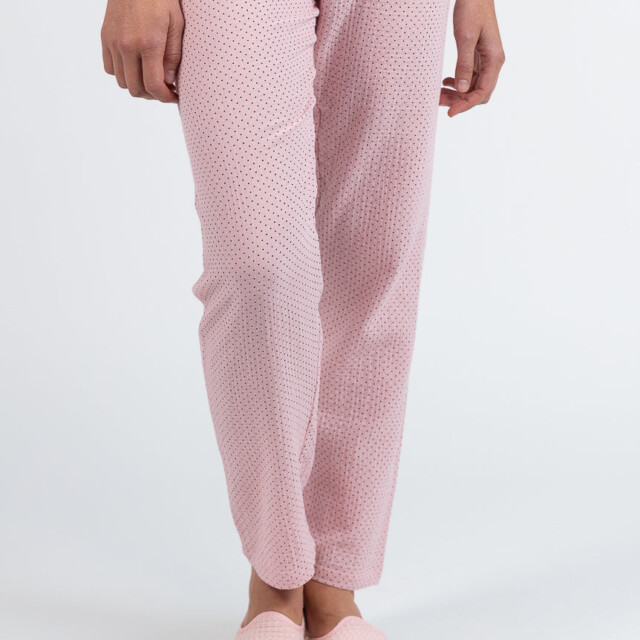 Maison Solfin - Pyjama femme col rond en coton rose – 5