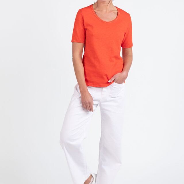 Maison Solfin - Tee-shirt femme en coton orange agrume – 5