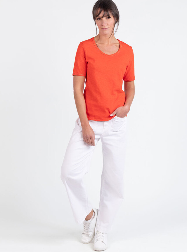 Maison Solfin - Tee-shirt femme en coton orange agrume – 5