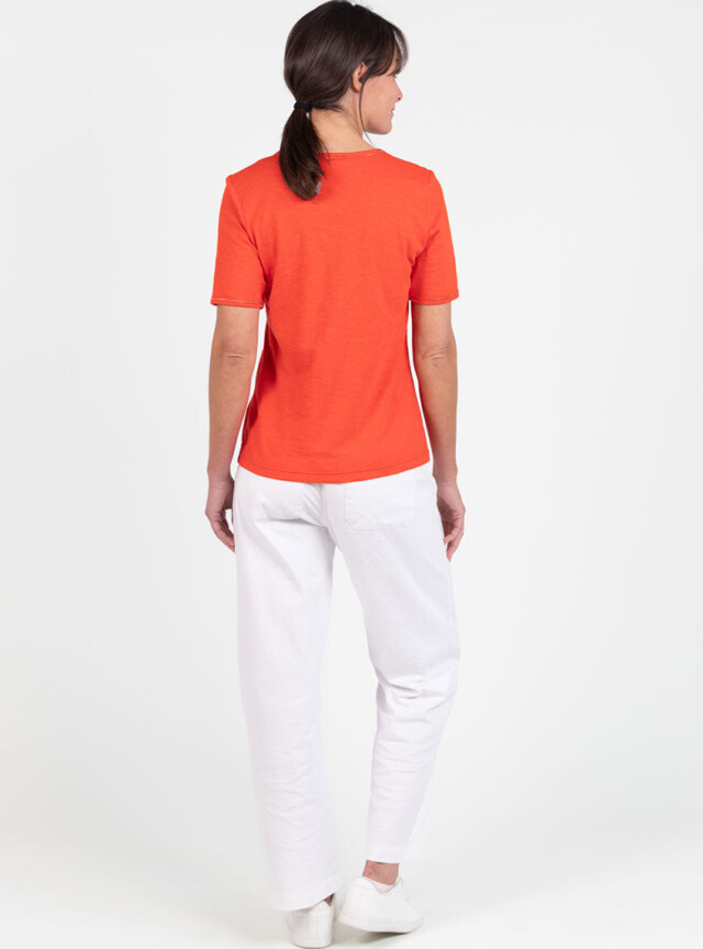 Maison Solfin - Tee-shirt femme en coton orange agrume – 5
