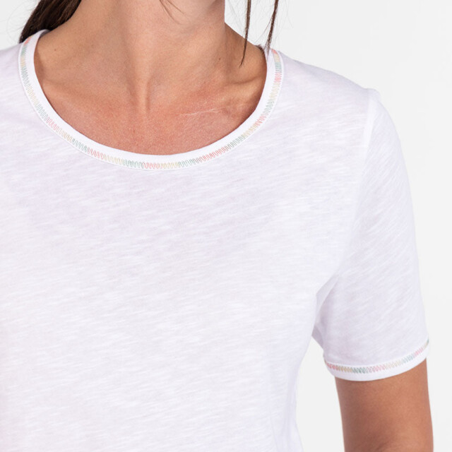 Maison Solfin - Tee-shirt femme en coton blanc multicolore – 5