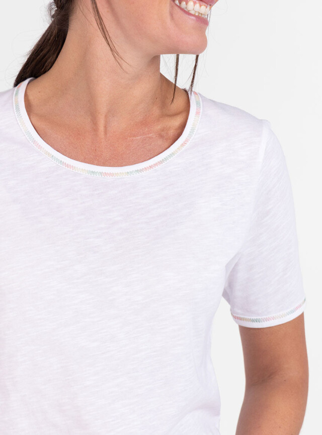 Maison Solfin - Tee-shirt femme en coton blanc multicolore – 5
