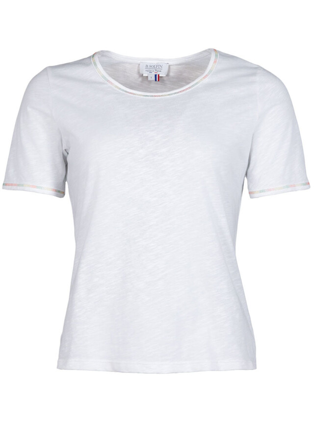 Maison Solfin - Tee-shirt femme en coton blanc multicolore – 5