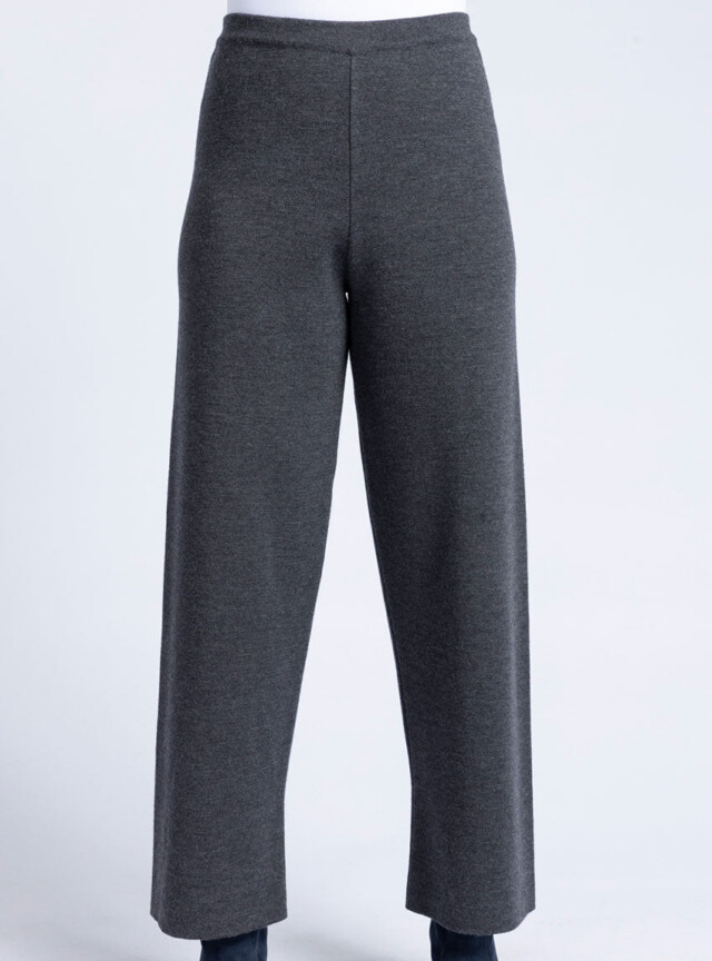 Pantalon femme en laine merinos gris anthracite par la marque MAISON SOLFIN MAISON SOLFIN - Pantalon femme en laine merinos gris anthracite