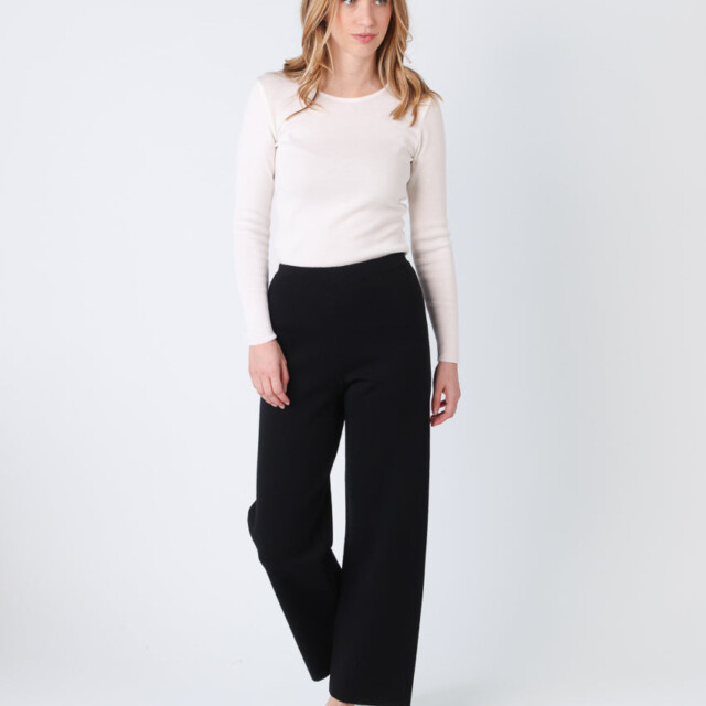 Maison Solfin - Pantalon femme en laine mérinos noir – 5