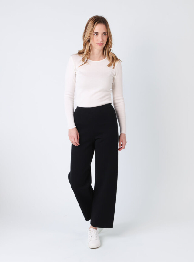 Maison Solfin - Pantalon femme en laine mérinos noir – 5