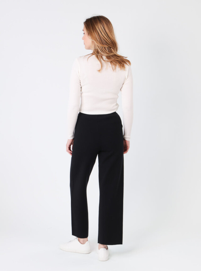 Maison Solfin - Pantalon femme en laine mérinos noir – 5