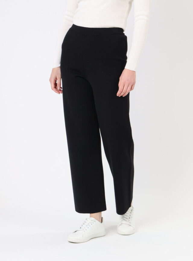 MAISON SOLFIN - Pantalon femme en laine mérinos noir