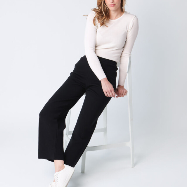 Maison Solfin - Pantalon femme en laine mérinos noir – 5