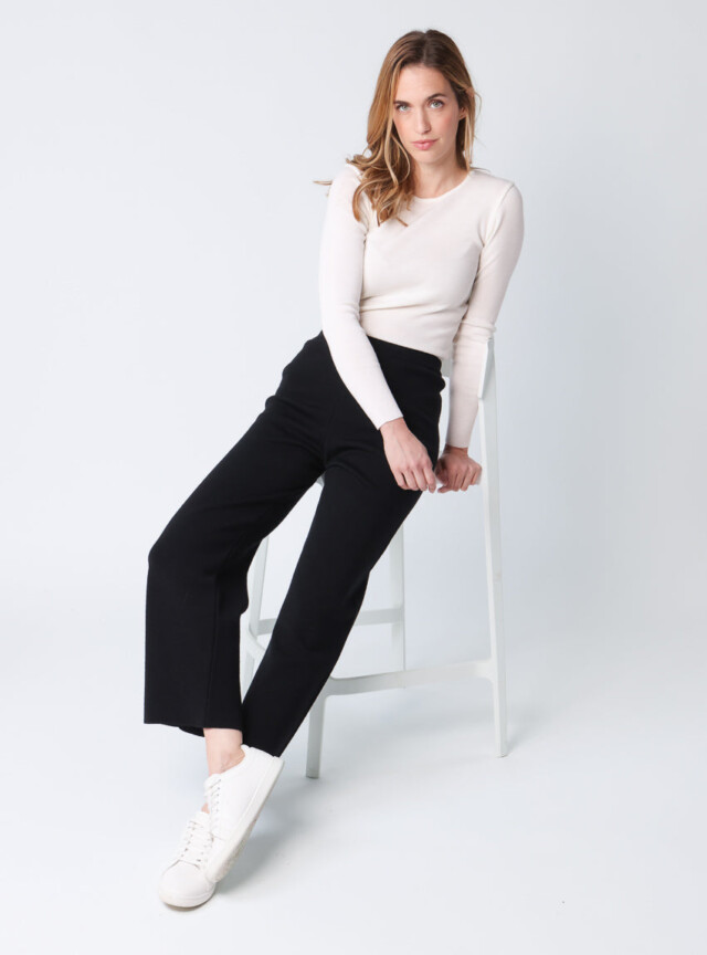 Maison Solfin - Pantalon femme en laine mérinos noir – 5