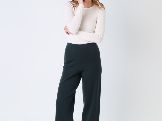 Maison Solfin - Pantalon femme en laine mérinos vert – 5