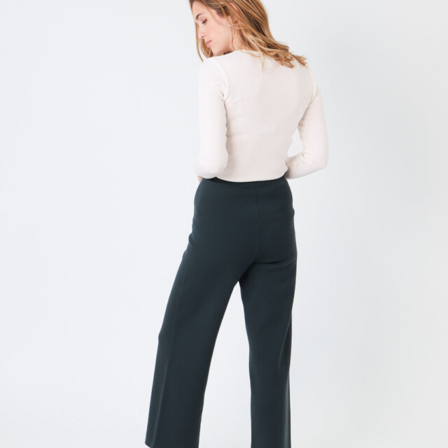 Maison Solfin - Pantalon femme en laine mérinos vert – 5