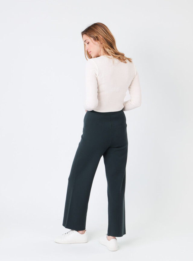 Maison Solfin - Pantalon femme en laine mérinos vert – 5