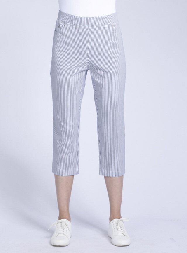 Maison-solfin - Pantacourt femme rayé bleu – 38