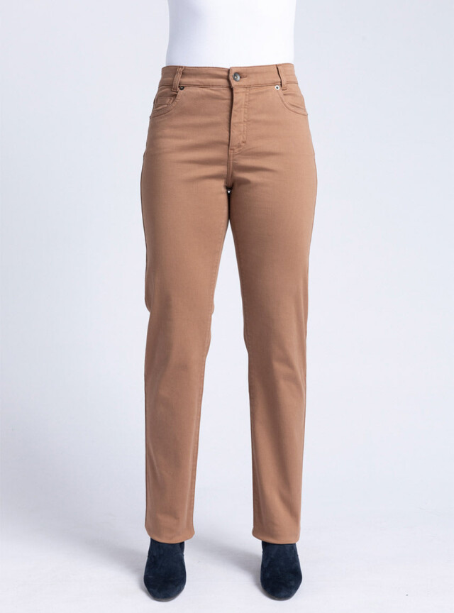 Maison Solfin - Pantalon femme en coton beige noisette – 50