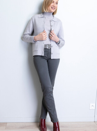 MAISON SOLFIN - Pantalon femme en coton gris bronze