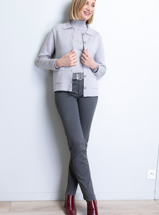 Pantalon femme en coton gris bronze par la marque MAISON SOLFIN MAISON SOLFIN - Pantalon femme en coton gris bronze