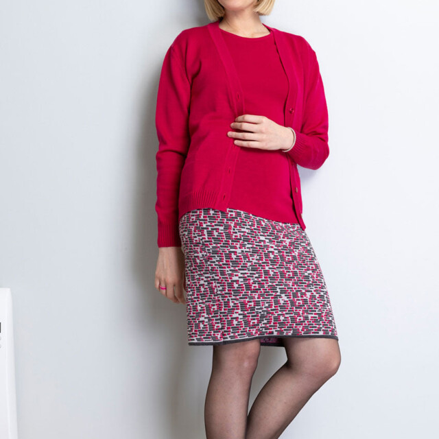 Maison Solfin - Jupe femme en laine mérinos jacquard gris – 48