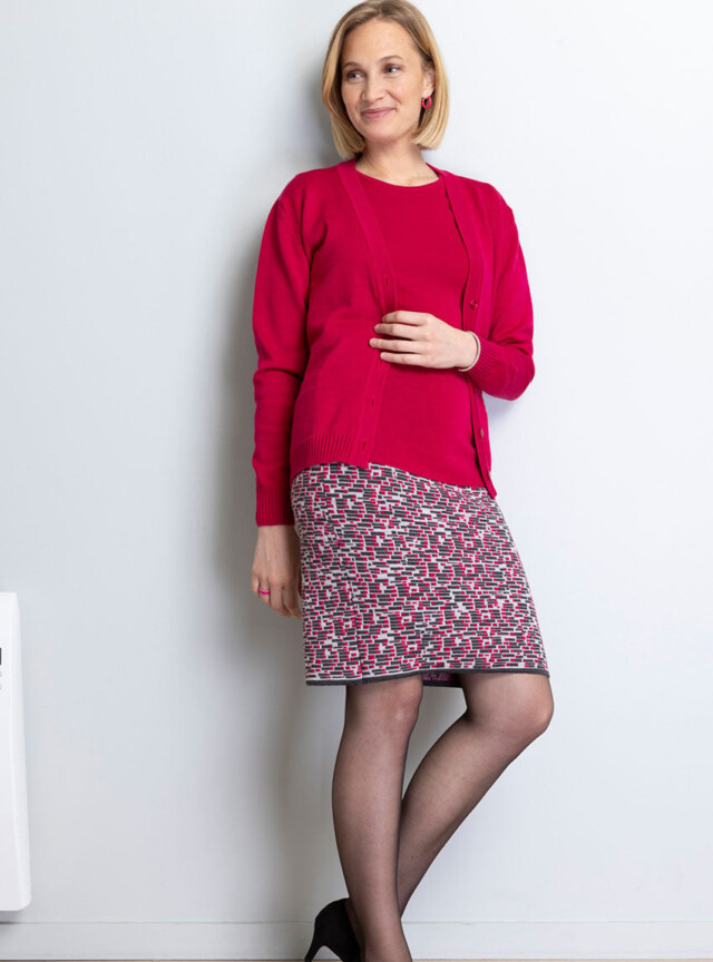 Maison Solfin - Jupe femme en laine mérinos jacquard gris – 48
