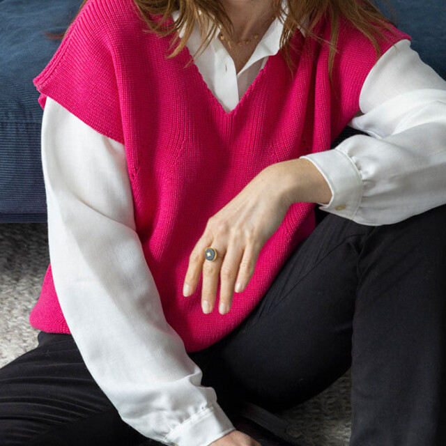Maison Solfin - Pull sans manches femme en laine rose – 4