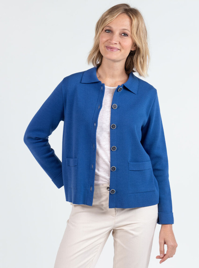 Veste femme en laine bleu océan par la marque MAISON SOLFIN MAISON SOLFIN - Veste femme en laine bleu océan