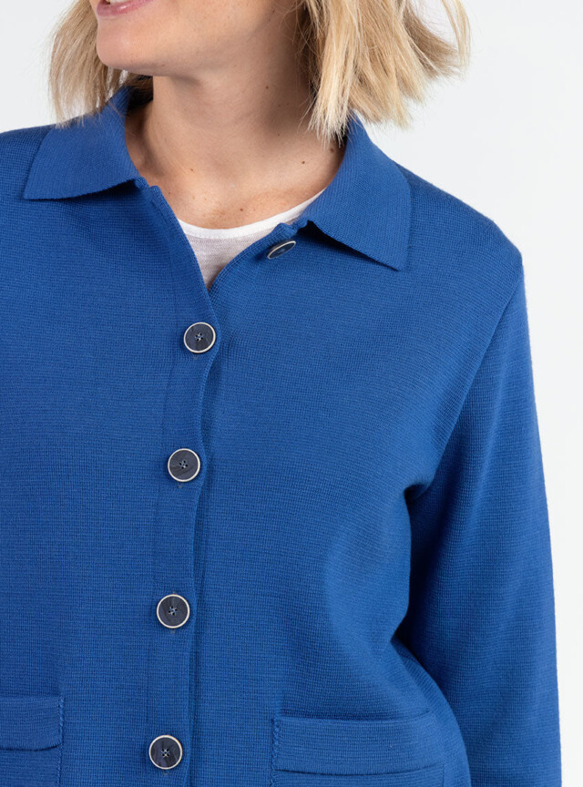 Maison Solfin - Veste femme en laine bleu océan – 4
