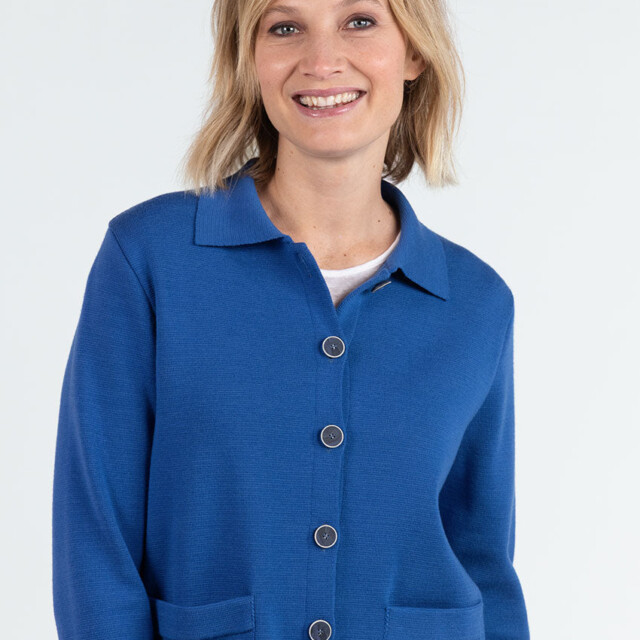 Maison Solfin - Veste femme en laine bleu océan – 4