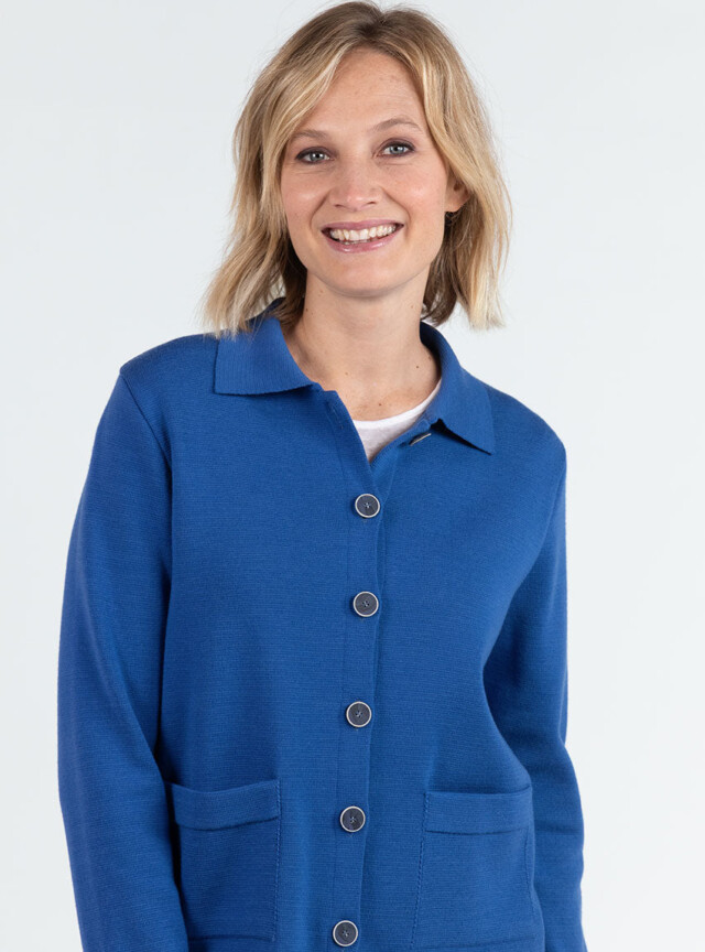 Maison Solfin - Veste femme en laine bleu océan – 4