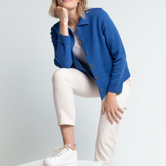 Maison Solfin - Veste femme en laine bleu océan – 4