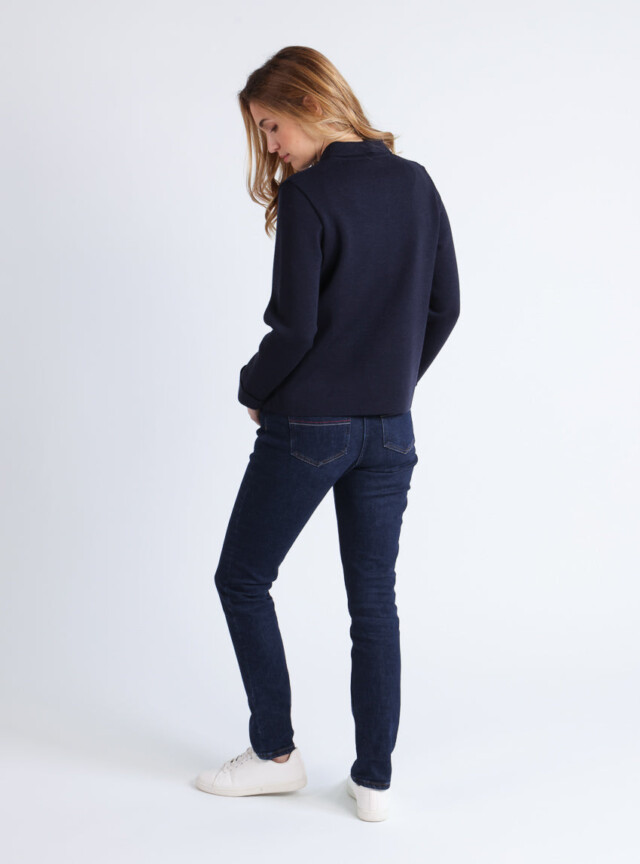 Maison Solfin - Veste femme en laine mérinos bleu marine – 4