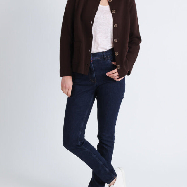 Maison Solfin - Veste femme en laine merinos marron – 3