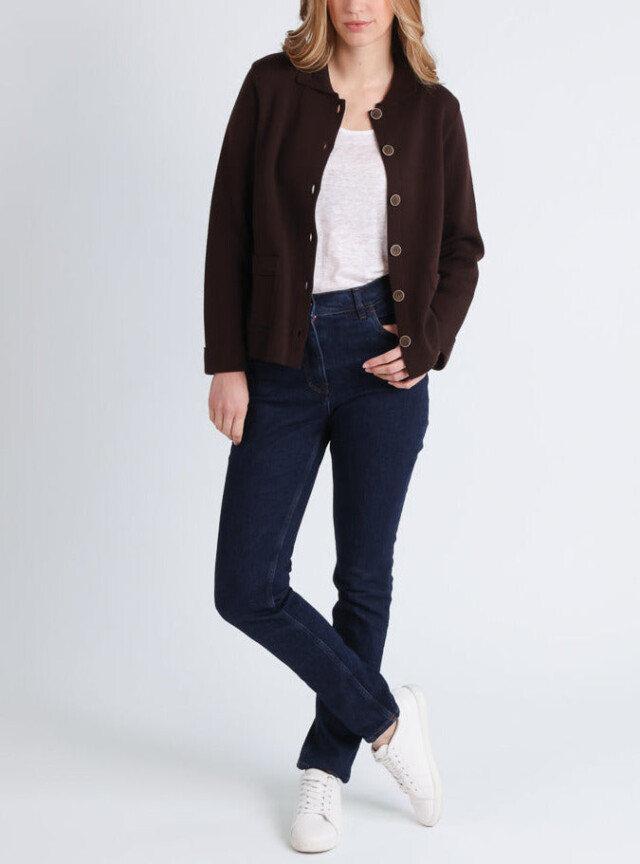 Maison Solfin - Veste femme en laine merinos marron – 3