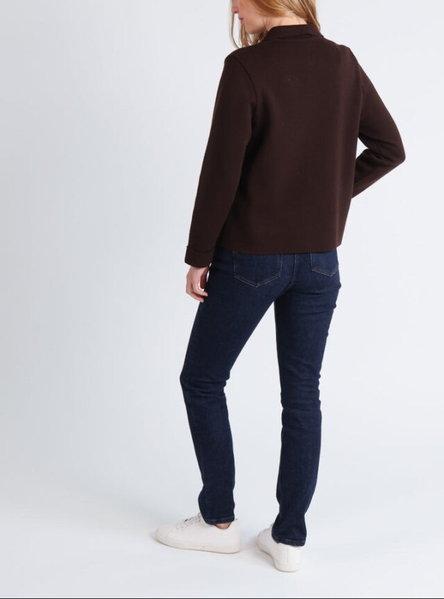 Maison Solfin - Veste femme en laine merinos marron – 3