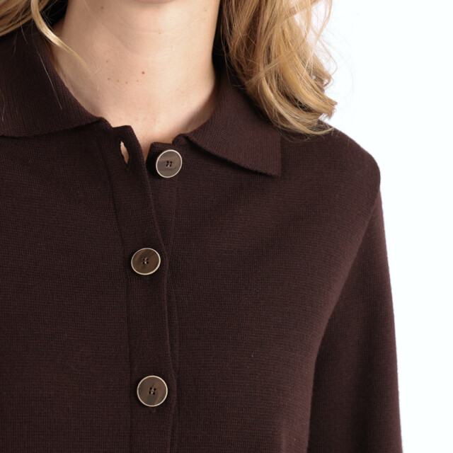 Maison Solfin - Veste femme en laine merinos marron – 3