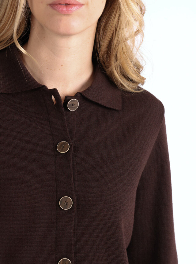 Maison Solfin - Veste femme en laine merinos marron – 3