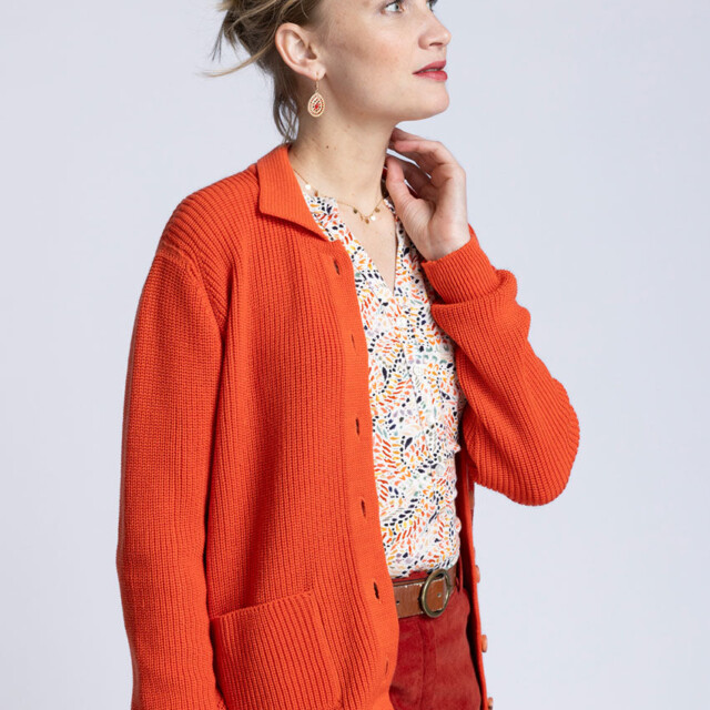 Maison Solfin - Gilet femme en laine mérinos orange – 50