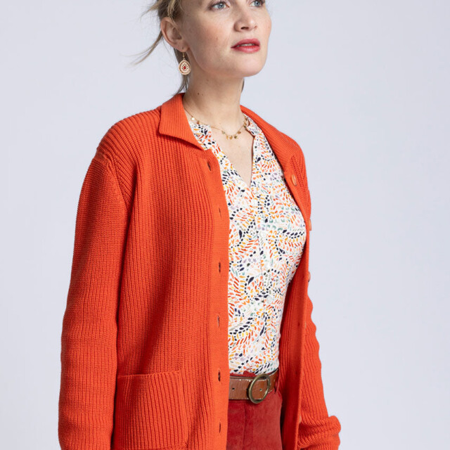 Maison Solfin - Gilet femme en laine mérinos orange – 50