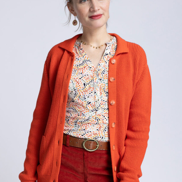 Maison Solfin - Gilet femme en laine mérinos orange – 50